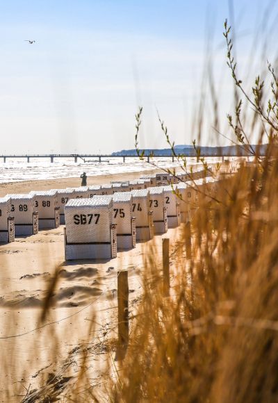 Erholung am feinen Sandstrand vor dem Haus des Gastes in Zinnowitz – entspannte Urlaubsmomente an der Ostsee mit der Kurverwaltung Zinnowitz