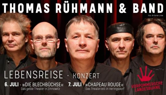 Erlebt Thomas Rühmann & Band live in Zinnowitz an der "Blechbüchse"! Persönliche Geschichten und poetische Musik beim Konzert „Lebensreise“. Tickets sichern für einen unvergesslichen Abend.