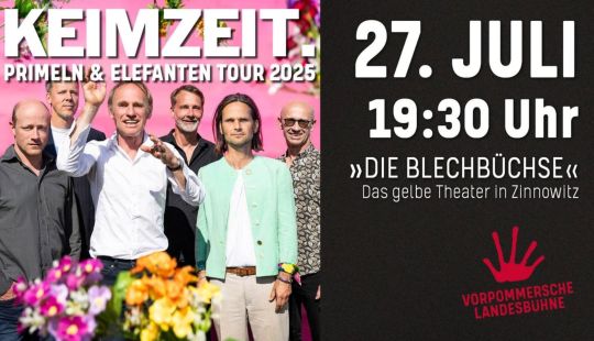 Feiert mit Keimzeit das 30-jährige Jubiläum des Albums „Primeln & Elefanten“. Freut euch auf klassische deutsche Rockgeschichte in der Blechbüchse an der Ostsee.