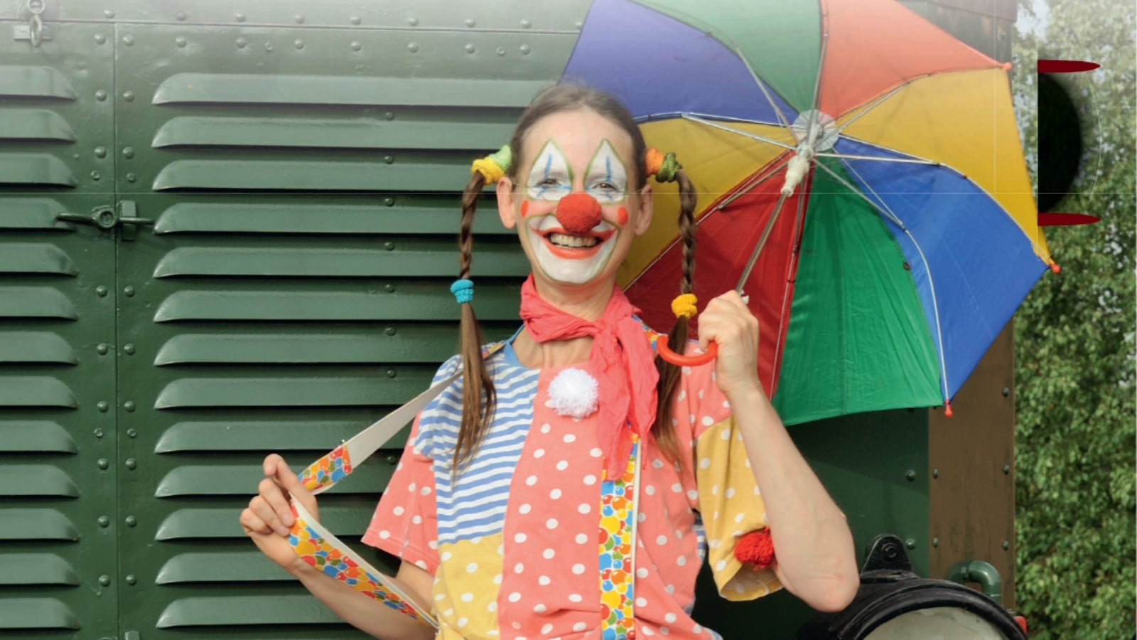 Mitmachtheater mit Clown Conny & Tasifan / Zinnowitz Clown Conny mit breitem Lächeln begeisterte Kinder und Familien an der Konzertmuschel: Familienprogramm an der Ostsee!