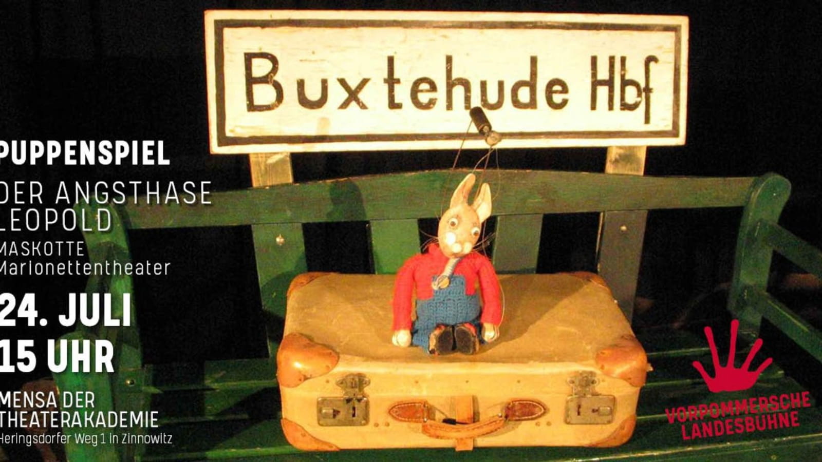 Angsthase Leopold – Kindertheater mit Herz & Hasen vom Theater Maskotte / Zinnowitz Ein liebevolles Figurenspiel über Mut, Angst und eine kluge Oma: „Der Angsthase Leopold“ begeistert Kinder ab 4 Jahren in der Mensa der Theaterakademie.