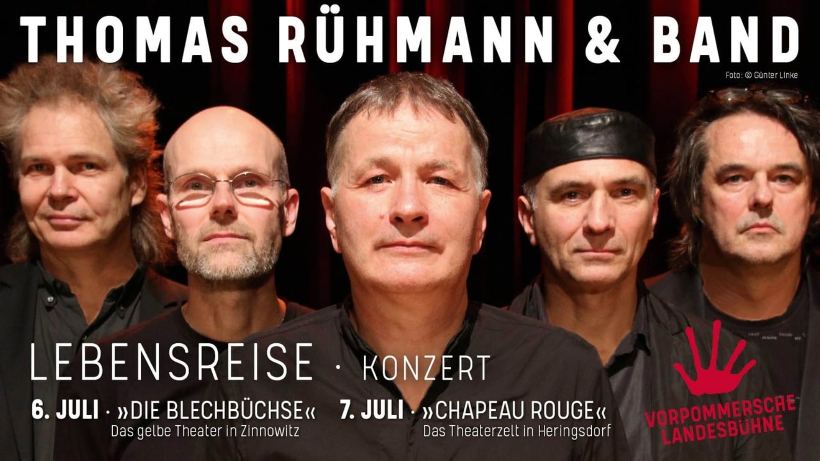 Erlebt Thomas Rühmann & Band live in Zinnowitz an der "Blechbüchse"! Persönliche Geschichten und poetische Musik beim Konzert „Lebensreise“. Tickets sichern für einen unvergesslichen Abend.
